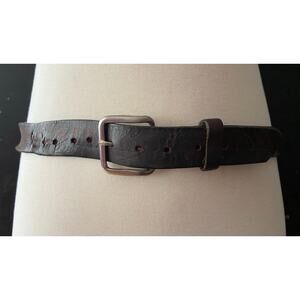 Vintage Distressed Brown Leather Belt w/Fisherman Theme sz XL